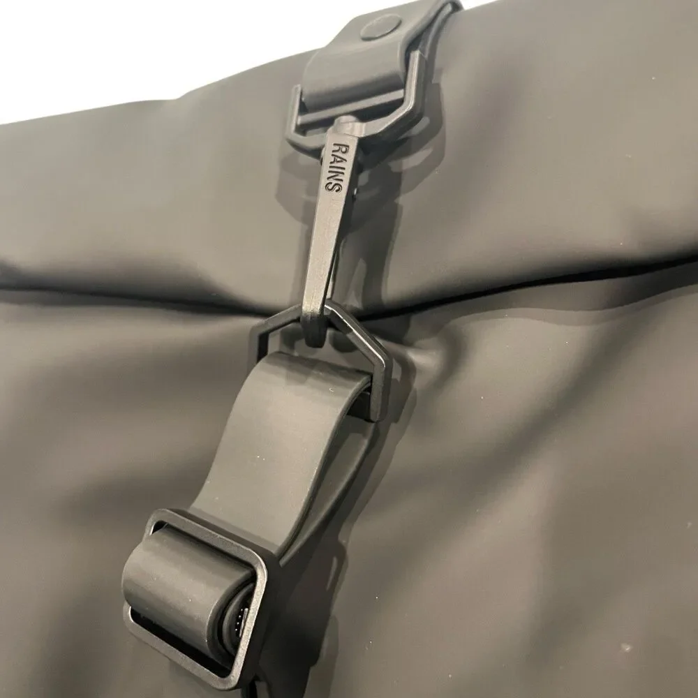 RAINS Rolltop Rucksack W3 Backpack Black Waterproof Laptop‎